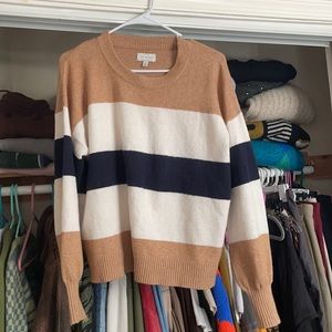 Lucky Brand block color sweater in tan blue white